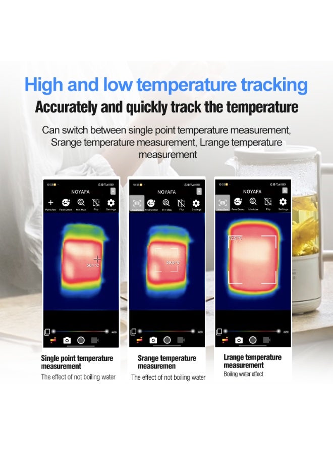 NOYAFA HD Mobile Thermal Imager for Android, USB-C Infrared Camera: AI- Filtered, with Advanced Tracking, Customized Colors, and Smart App for Water Leak Detection HVAC Electrical Plumbing, Automotive Repair - Image 4